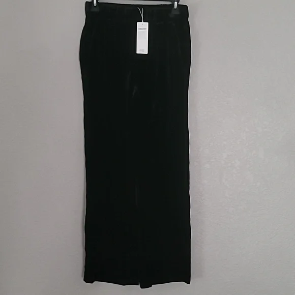 Eileen Fisher Women's Black Velvet Wide Leg Pleat Pant XXS